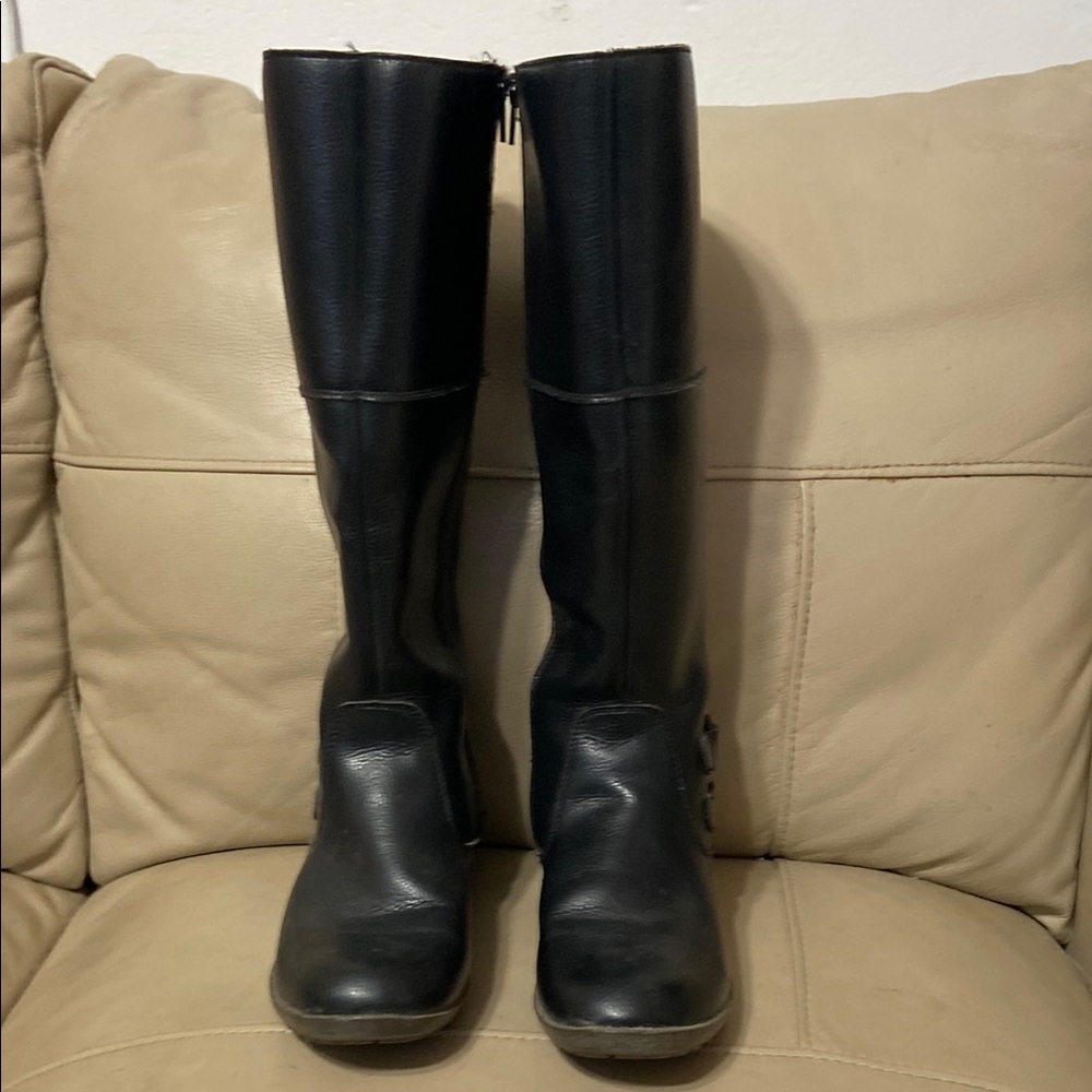 Black faux Leather Knee-High Boots